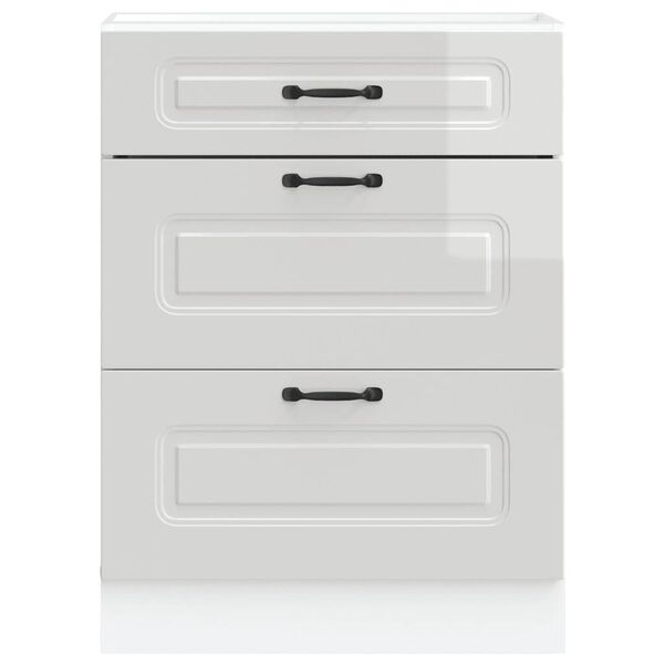 vidaXL Meuble bas de cuisine &laquo; Kalmar &raquo; Bois d'ing&eacute;nierie blanc brillant