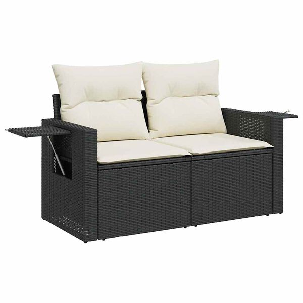 vidaXL Salon de jardin 6 pcs avec coussins noir r&eacute;sine tress&eacute;e