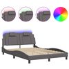 vidaXL Cadre de lit Viana avec LED sans matelas gris 140x190 cm