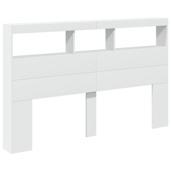 vidaXL Armoire t&ecirc;te de lit avec LED blanc 160x17x102 cm