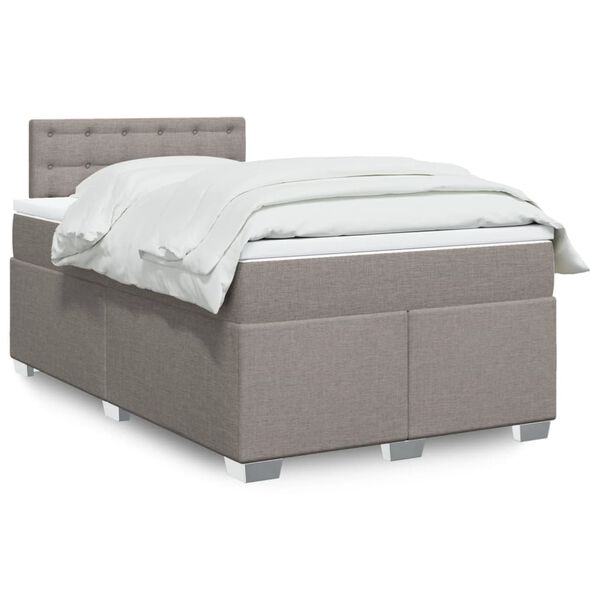 vidaXL Sommier à lattes de lit avec matelas Taupe 120x200 cm Tissu