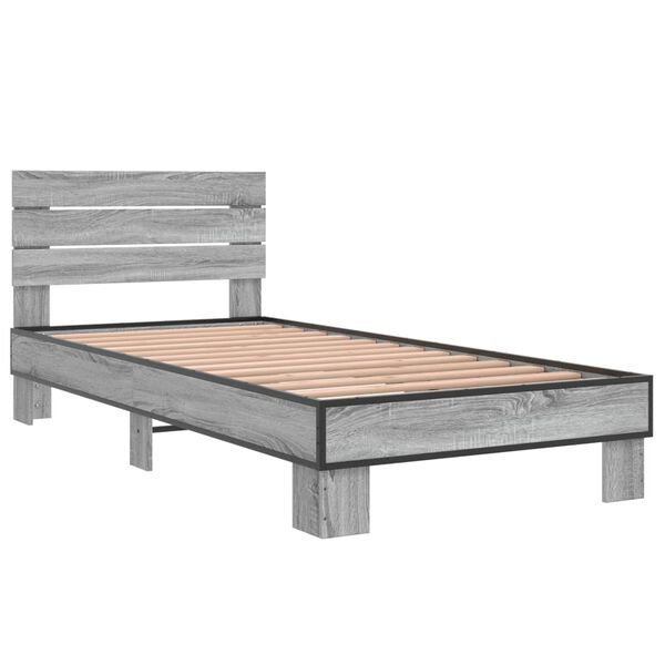 vidaXL Cadre de lit sans matelas sonoma gris 100x200 cm