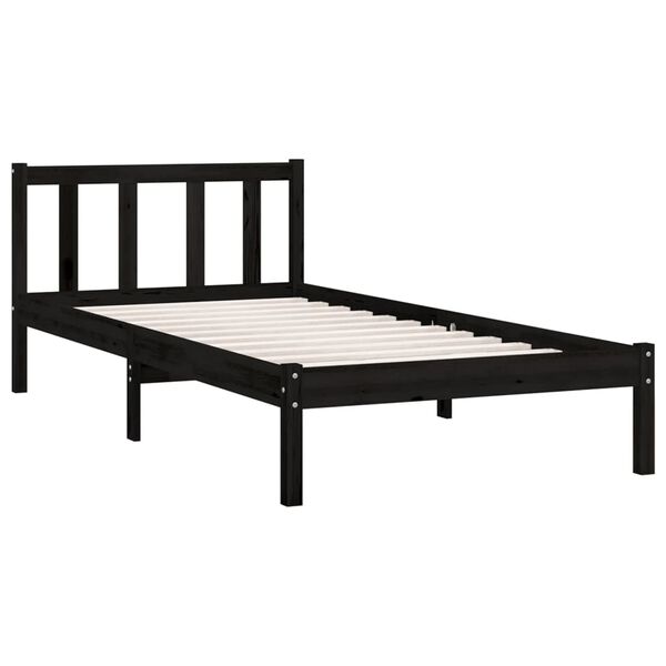 vidaXL Cadre de lit sans matelas noir bois massif 90x200 cm
