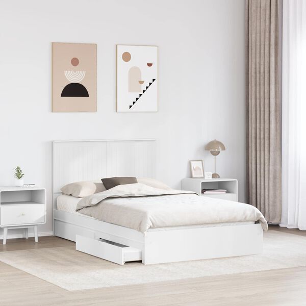 vidaXL Lit de Rangement Blanc 120 x 190 cm Bois d'ing&eacute;nierie