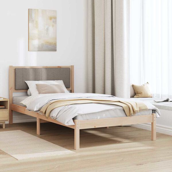 vidaXL Cadre de lit avec t&ecirc;te de lit rembourr&eacute;e Taupe 100 x 200 cm