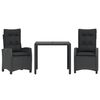 vidaXL Ensemble &agrave; manger de jardin avec coussins 3 pcs Noir