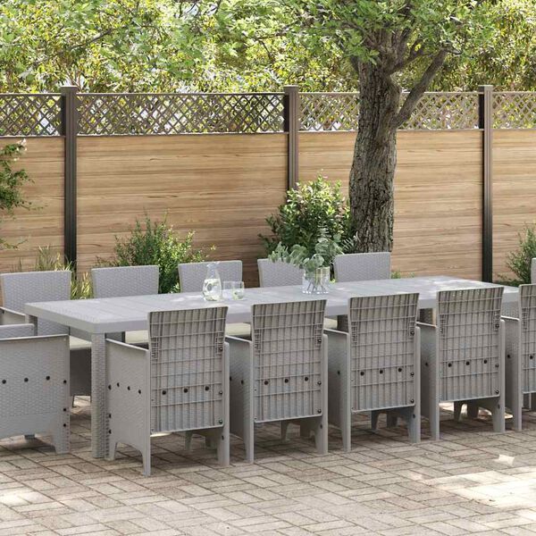 vidaXL Ensemble de salle à manger pour jardin 13 pcs Gris clair