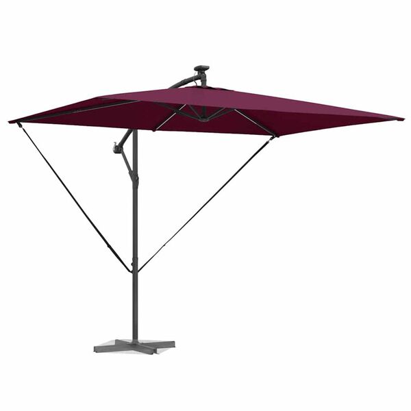 vidaXL Parasol banane à mât déporté Rouge bordeaux 294 x 200 x 254 cm