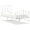 vidaXL Cadre de lit m&eacute;tal sans matelas avec pied de lit blanc 75x190cm