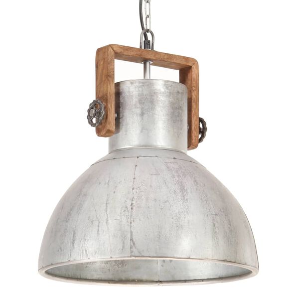 vidaXL Lampe suspendue industrielle 25 W Argent&eacute; Rond 40 cm E27