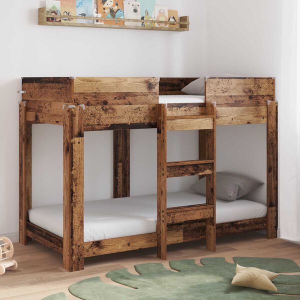 vidaXL Lit Superpos&eacute; pour Enfants avec matelas Bois ancien 80 x 160 cm