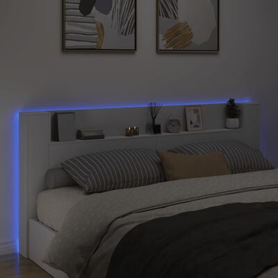 vidaXL Armoire tête de lit avec LED blanc 220x16,5x103,5 cm