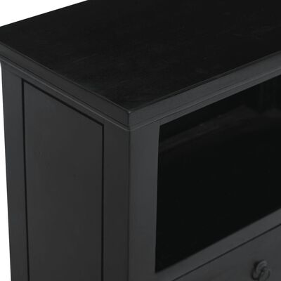 vidaXL Table de chevet noir 60x30x75 cm bois d'acajou massif