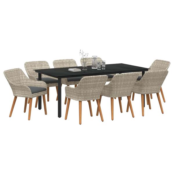 vidaXL Ensemble de salle &agrave; manger pour jardin 9 pcs Gris clair