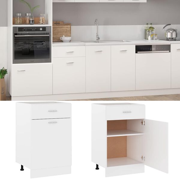vidaXL Armoire &agrave; tiroirs "Lyon" Blanc 50 x 46 x 81,5 cm Bois d'ing&eacute;nierie