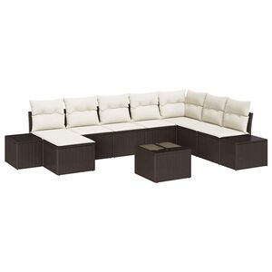 vidaXL Ensemble de canap&eacute; de jardin 8 pcs Marron et Cr&egrave;me polyrotin