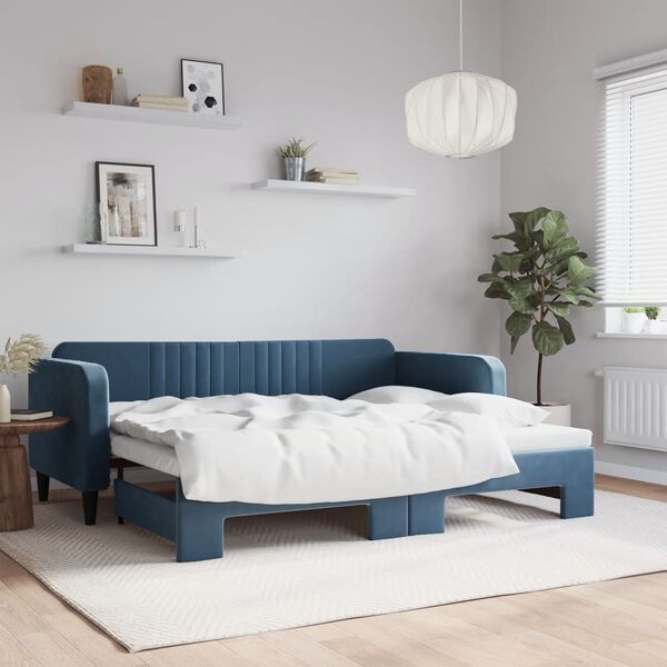 vidaXL Lit de jour avec gigogne sans matelas bleu 90x200 cm