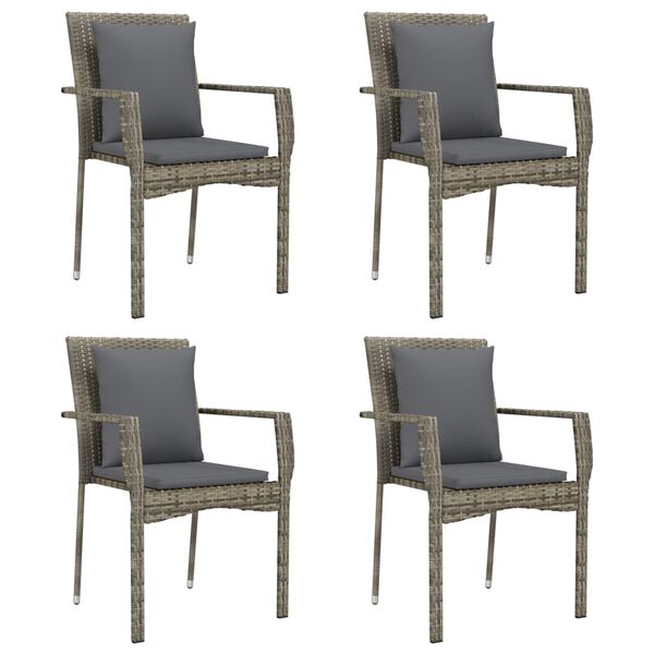 vidaXL Ensemble &agrave; manger de jardin coussins 5 pcs noir et gris
