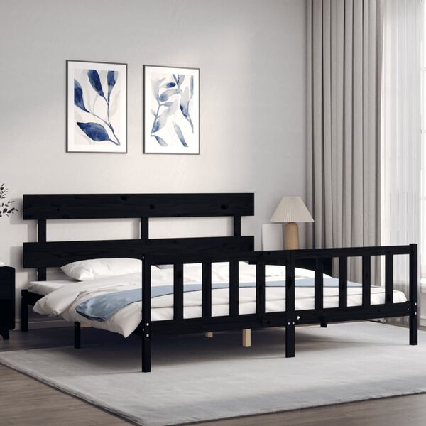 vidaXL Cadre de lit sans matelas noir 200x200 cm bois massif de pin