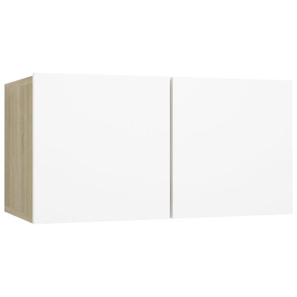 vidaXL Meuble TV suspendu Blanc et ch&ecirc;ne sonoma 60x30x30 cm