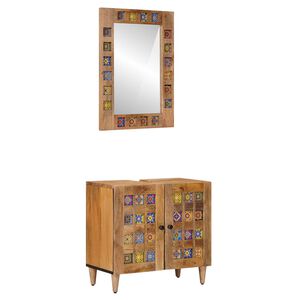 vidaXL Ensemble de mobilier de salle de bain avec porte 2 pcs Naturel