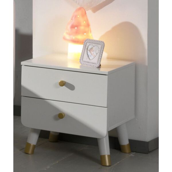 Vipack Table de chevet &agrave; 2 tiroirs Billy Bois Blanc satin&eacute;