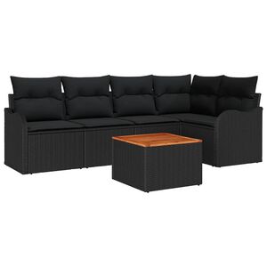 vidaXL Ensemble de canap&eacute; de jardin 6 pc Noir polyrotin