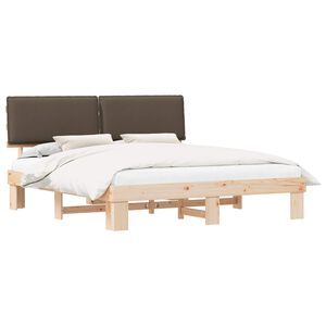 vidaXL Cadre de lit avec t&ecirc;te de lit rembourr&eacute;e Taupe 180 x 200 cm