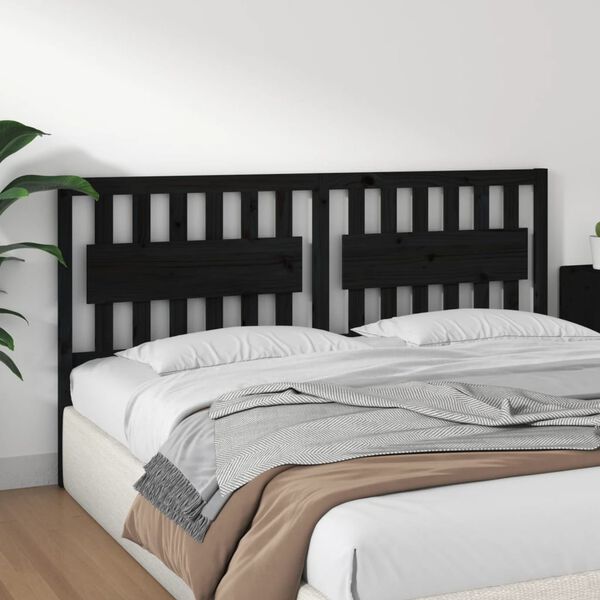 vidaXL T&ecirc;te de lit Noir 185,5x4x100 cm Bois massif de pin