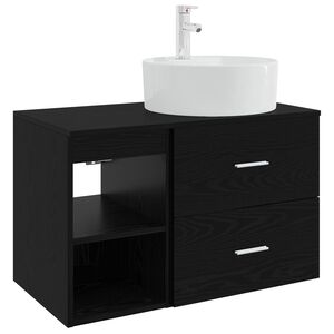 vidaXL Ensemble de mobilier de salle de bain 2 pc Ch&ecirc;ne noir