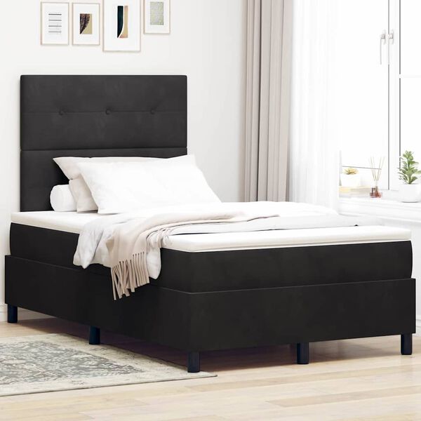 vidaXL Lit &agrave; ressorts avec matelas Noir 120 x 190 cm Velours