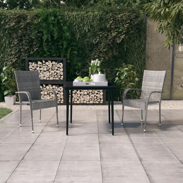 vidaXL Ensemble &agrave; manger de jardin 3 pcs Gris et noir