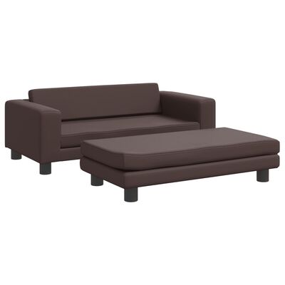 vidaXL Canapé avec repose-pied pour enfants marron 100x50x30 cm