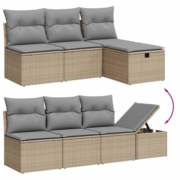vidaXL Salon de jardin avec coussins 8 pcs beige r&eacute;sine tress&eacute;e