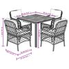 vidaXL Ensemble &agrave; manger de jardin coussins 5pcs Noir R&eacute;sine tress&eacute;e