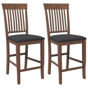 vidaXL Tabourets de bar avec coussins (lot de 2) en bois massif marron et caoutchouc