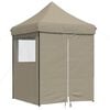 vidaXL Tente de r&eacute;ception pliable escamotable 4 parois lat&eacute;rales taupe