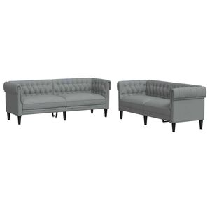 vidaXL Canap&eacute; de salon 2 pcs Gris clair tissu