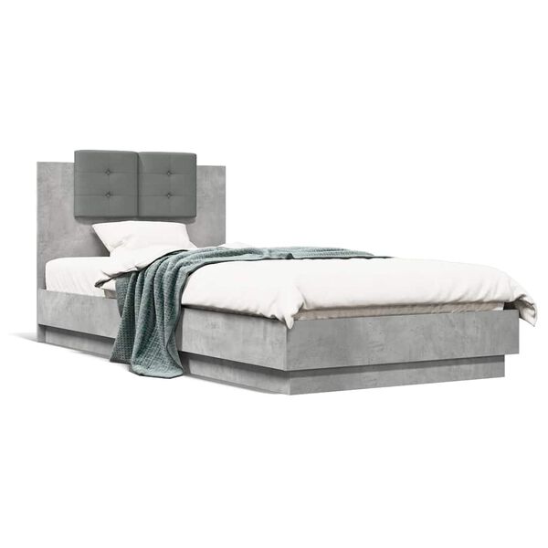 vidaXL Cadre de lit sans matelas gris b&eacute;ton 90x200 cm