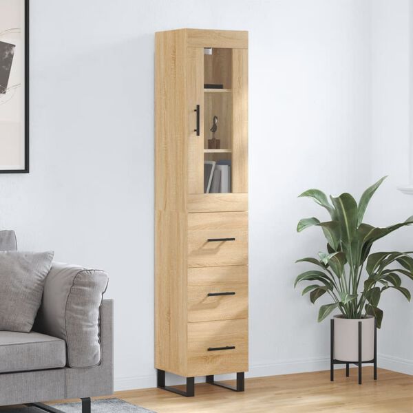vidaXL Buffet haut Ch&ecirc;ne sonoma 34,5x34x180 cm Bois d'ing&eacute;nierie