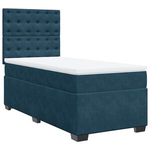 vidaXL Sommier &agrave; lattes de lit avec matelas bleu 90x200 cm velours