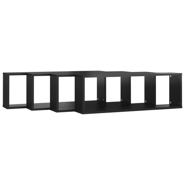 vidaXL &Eacute;tag&egrave;res cube murales 4pcs Noir brillant 80x15x26,5 cm
