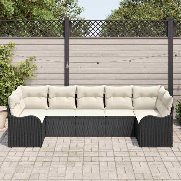 vidaXL Ensemble de canap&eacute; de jardin Noir polyrotin