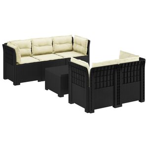 vidaXL Canap&eacute; de Jardin 5 Places avec Coussins Aspect Rotin PP