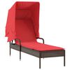 vidaXL Chaise longue avec auvent marron r&eacute;sine tress&eacute;e