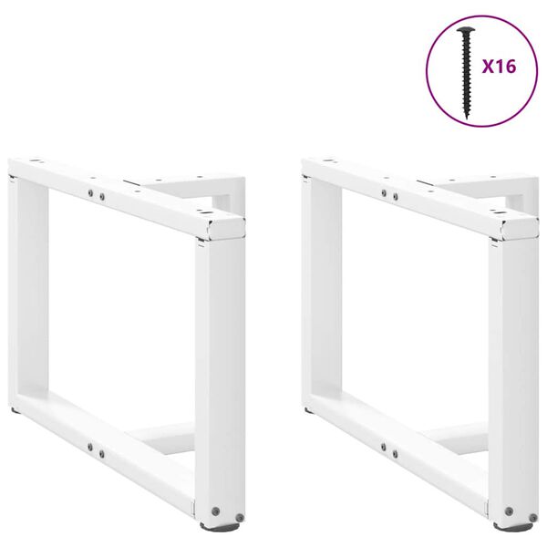 vidaXL Pieds de table basse en T, 2 pi&egrave;ces, blanc, 60 x 25 x (42-43) cm, acier