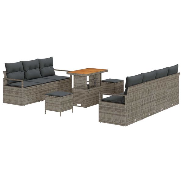 vidaXL Ensemble de canap&eacute; de jardin avec coussin 10 pcs Gris