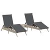 vidaXL Chaises longues lot de 2 avec table gris clair r&eacute;sine tress&eacute;e