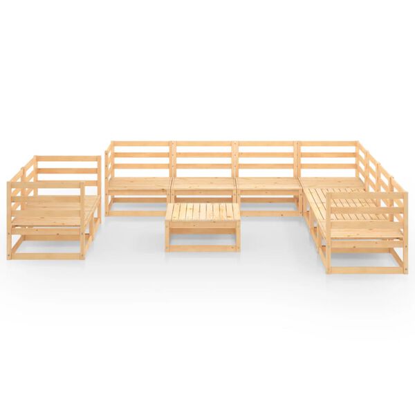 vidaXL Salon de jardin 10 pcs bois de pin massif