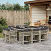 vidaXL Ensemble &agrave; manger de jardin 11pcs avec coussins gris poly rotin